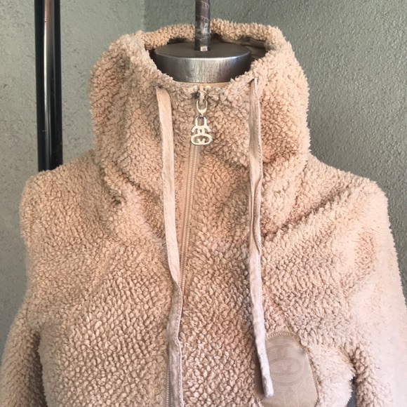 STÜSSY | Beige Teddy Bear Full Zip Jacket Size S - Picture 3 of 14